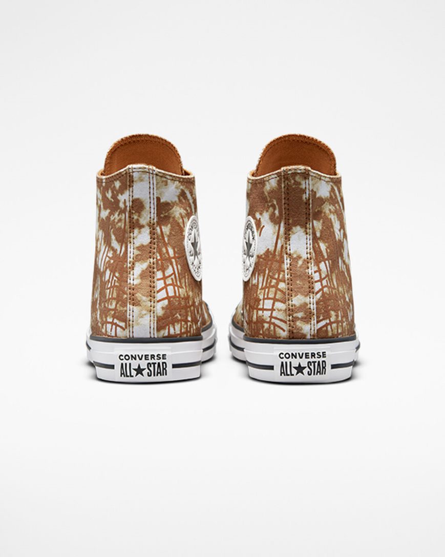 Brown / White / Black Converse Chuck Taylor All Star Dip Dye Men's High Top Shoes | XB57K318L