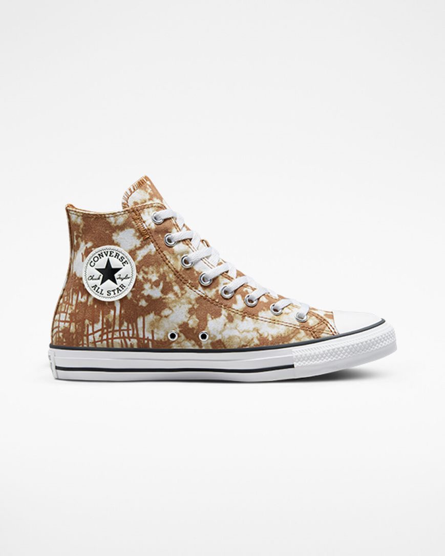 Brown / White / Black Converse Chuck Taylor All Star Dip Dye Men\'s High Top Shoes | XB57K318L