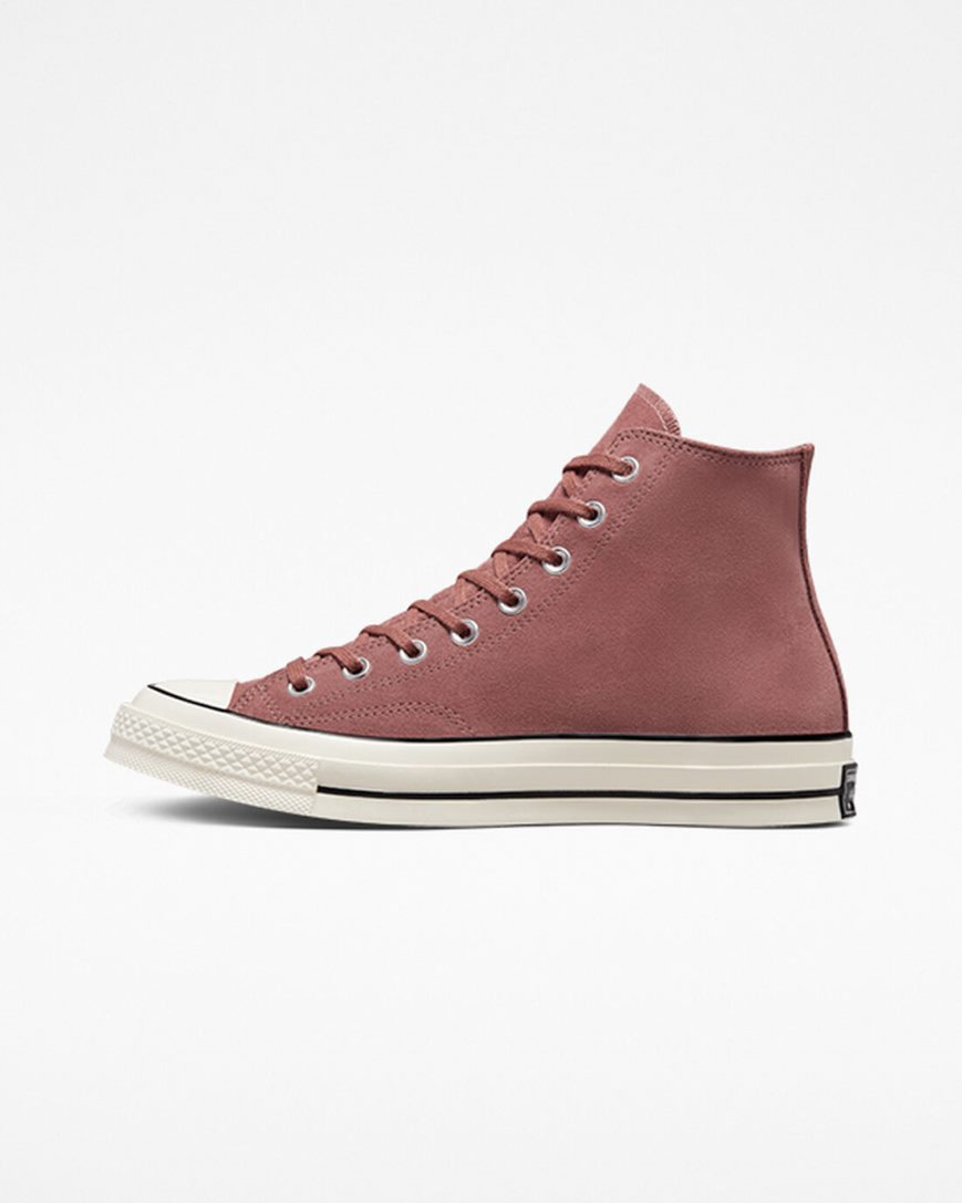 Burgundy / Black Converse Chuck 70 Suede Men's High Top Shoes | TX93417IL