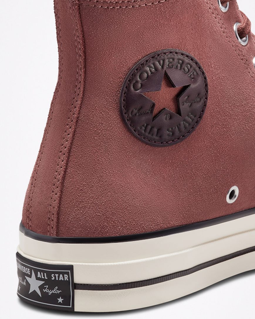 Burgundy / Black Converse Chuck 70 Suede Men's High Top Shoes | TX93417IL