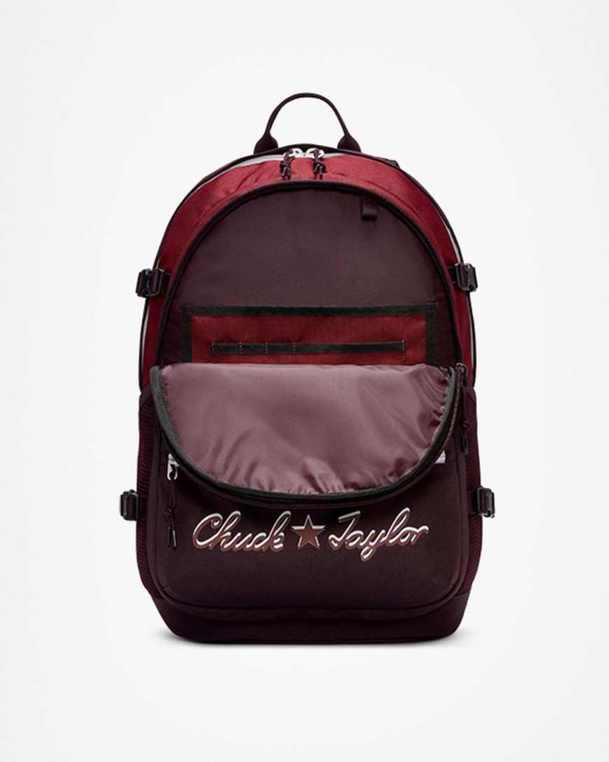 Dark Red / Black Pink Converse Straight Edge Chuck Taylor Logo Men's Backpacks | YK94KI8L1