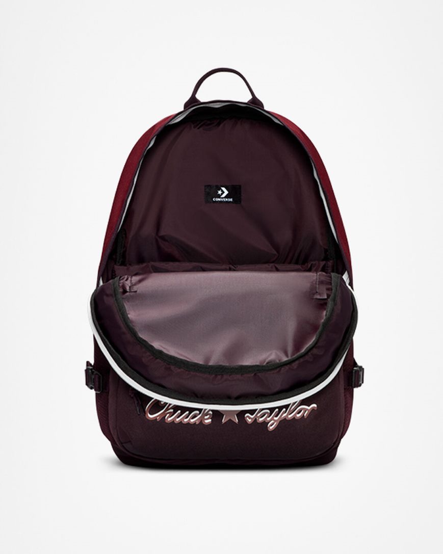 Dark Red / Black Pink Converse Straight Edge Chuck Taylor Logo Men's Backpacks | YK94KI8L1