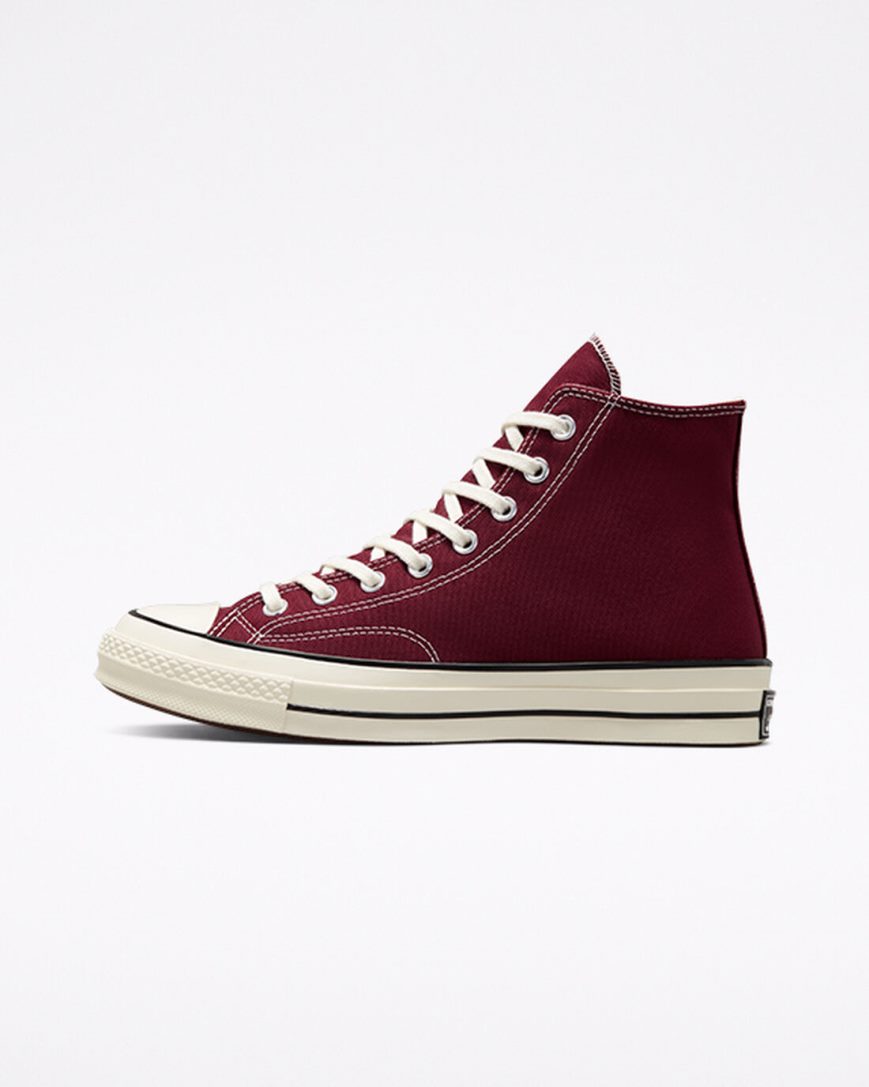 Deep Burgundy / Black Converse Chuck 70 Vintage Canvas Women's High Top Shoes | NQKL98531