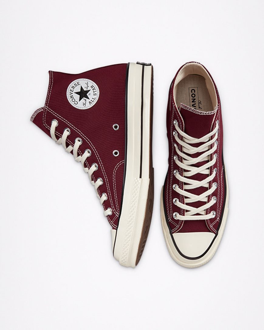 Deep Burgundy / Black Converse Chuck 70 Vintage Canvas Women's High Top Shoes | NQKL98531