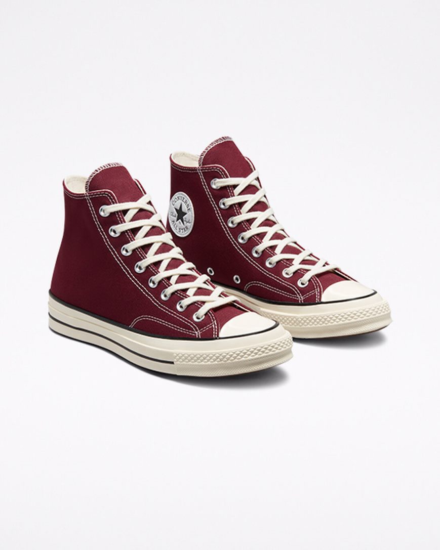 Deep Burgundy / Black Converse Chuck 70 Vintage Canvas Women's High Top Shoes | NQKL98531