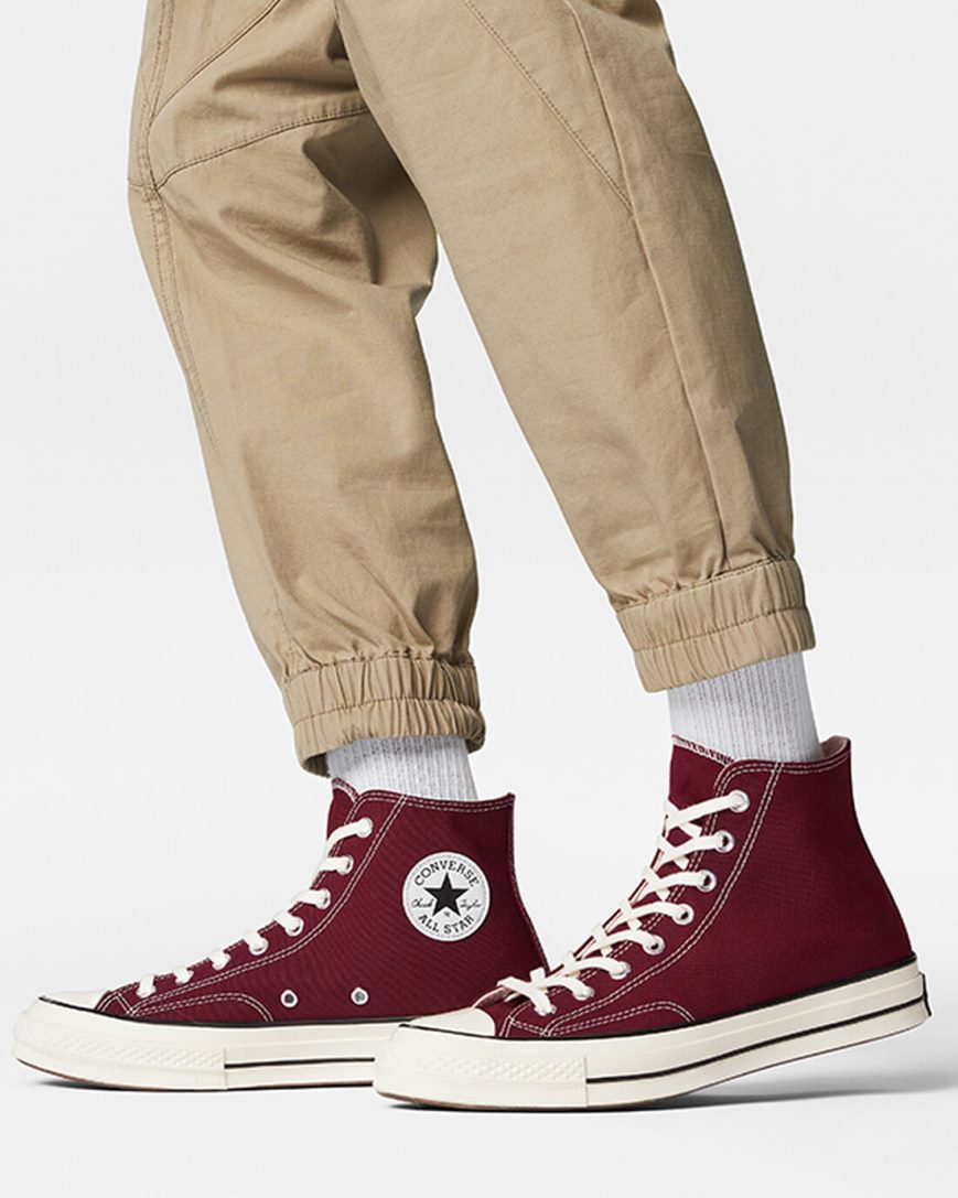 Deep Burgundy / Black Converse Chuck 70 Vintage Canvas Men's High Top Shoes | RZ8K37I14