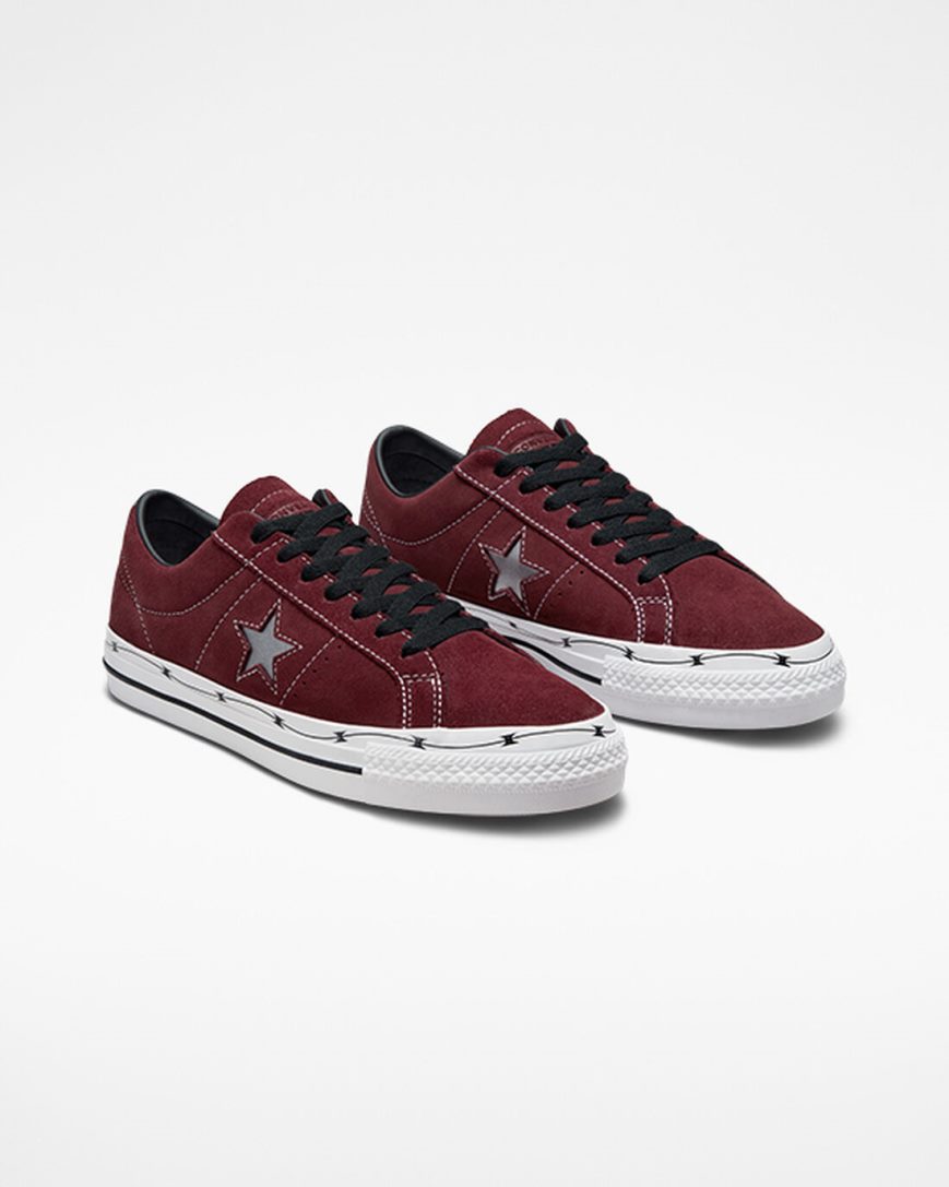 Deep Burgundy / Black / White Converse CONS One Star Pro Razor Wire Women's Skate Shoes | XPI85147L