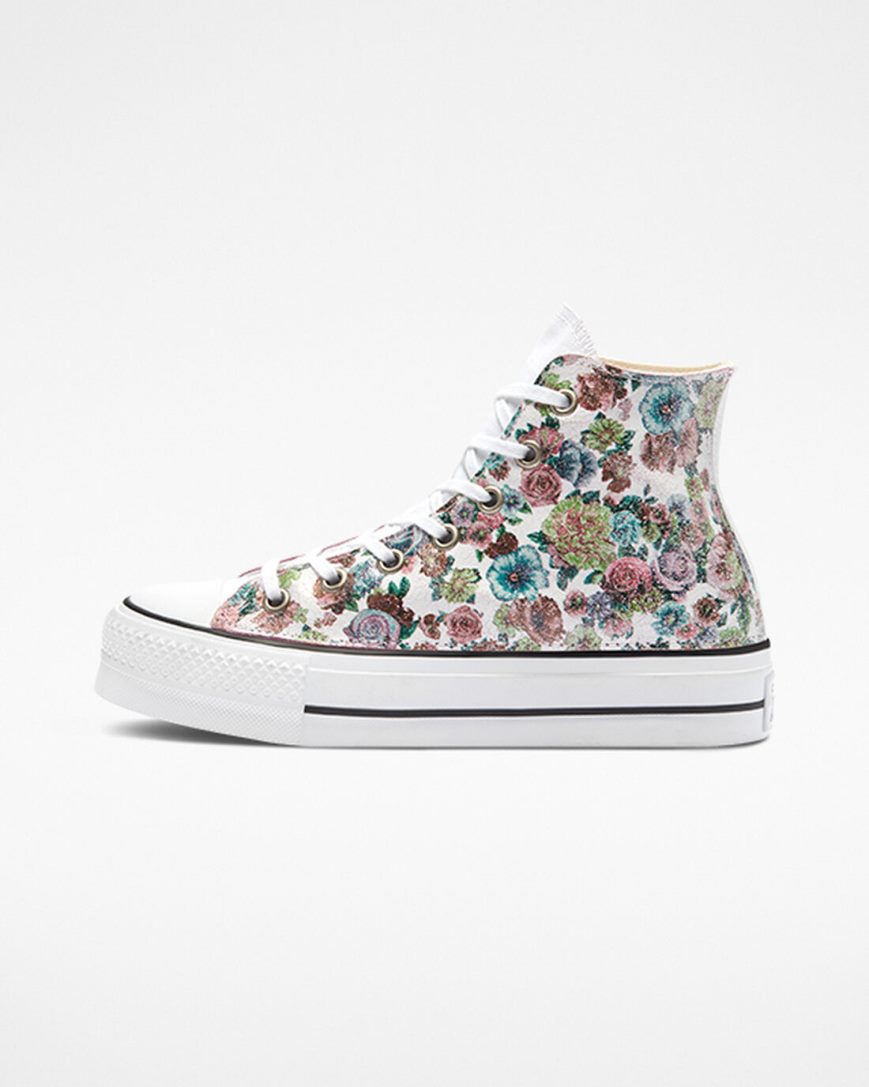 Flower Converse Chuck Taylor All Star Lift LTD Floral High Top Women's Platform Shoes | YQ95IL14K