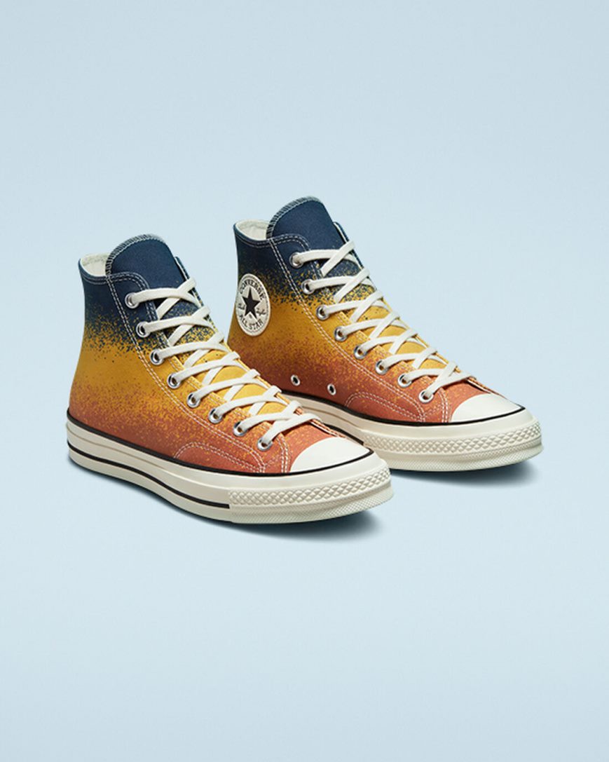 Gold Converse Chuck 70 Scatter Dye Men's High Top Shoes | VT5387L9K