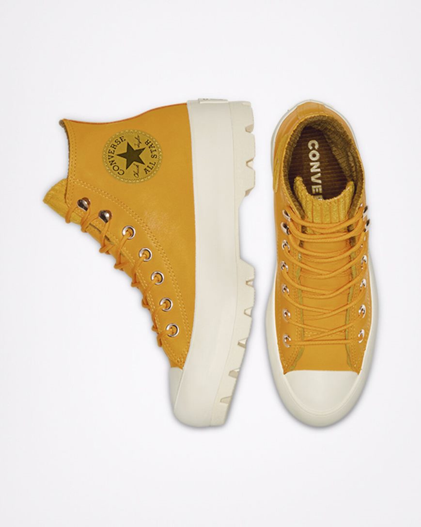 Gold / Olive Converse Chuck Taylor All Star GORE-TEX Lugged Waterproof Leather Women's High Top Shoes | TP85I4K19