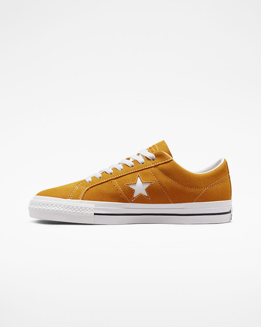 Gold Orange / White / Black Converse One Star Pro Men's Skate Shoes | XS1KL8349