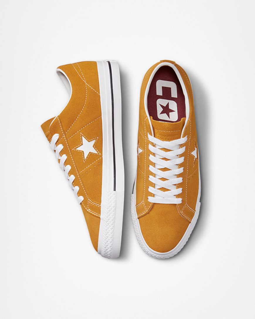 Gold Orange / White / Black Converse One Star Pro Men's Skate Shoes | XS1KL8349