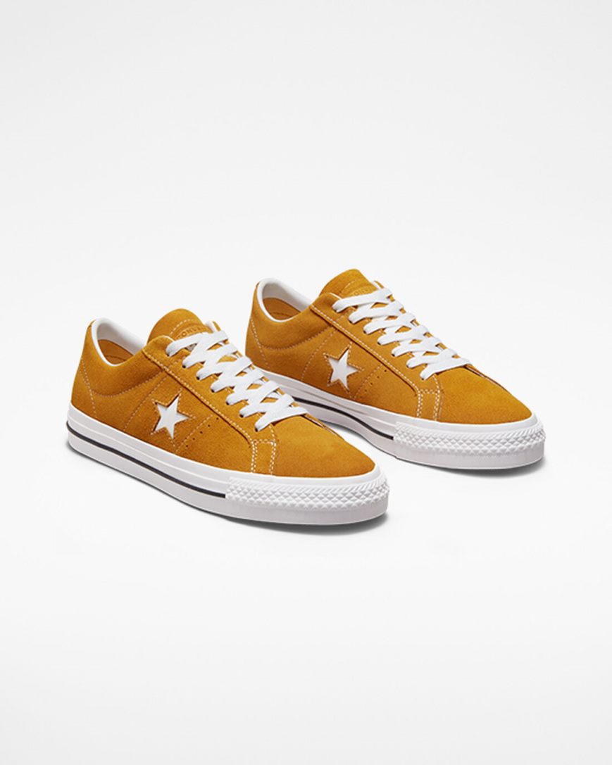 Gold Orange / White / Black Converse One Star Pro Men's Skate Shoes | XS1KL8349