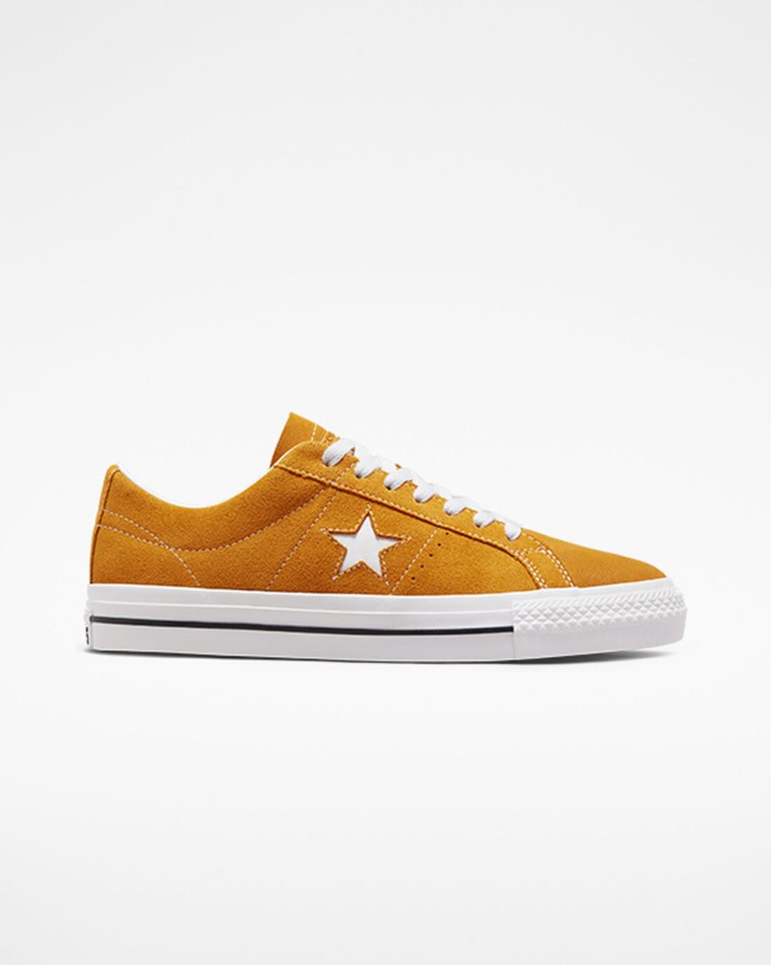 Gold Orange / White / Black Converse One Star Pro Men\'s Skate Shoes | XS1KL8349