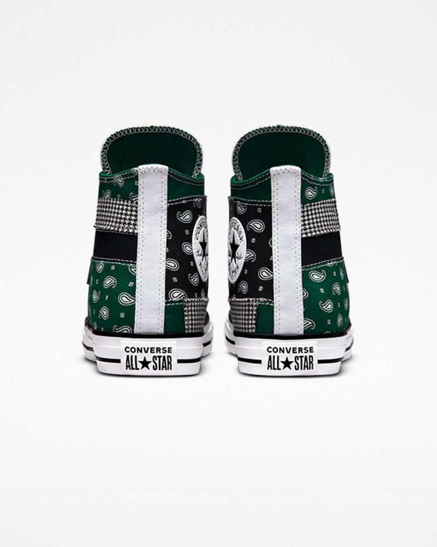 Green / Black / White Converse Chuck Taylor All Star Hacked Patterns Men's High Top Shoes | AG4L78593