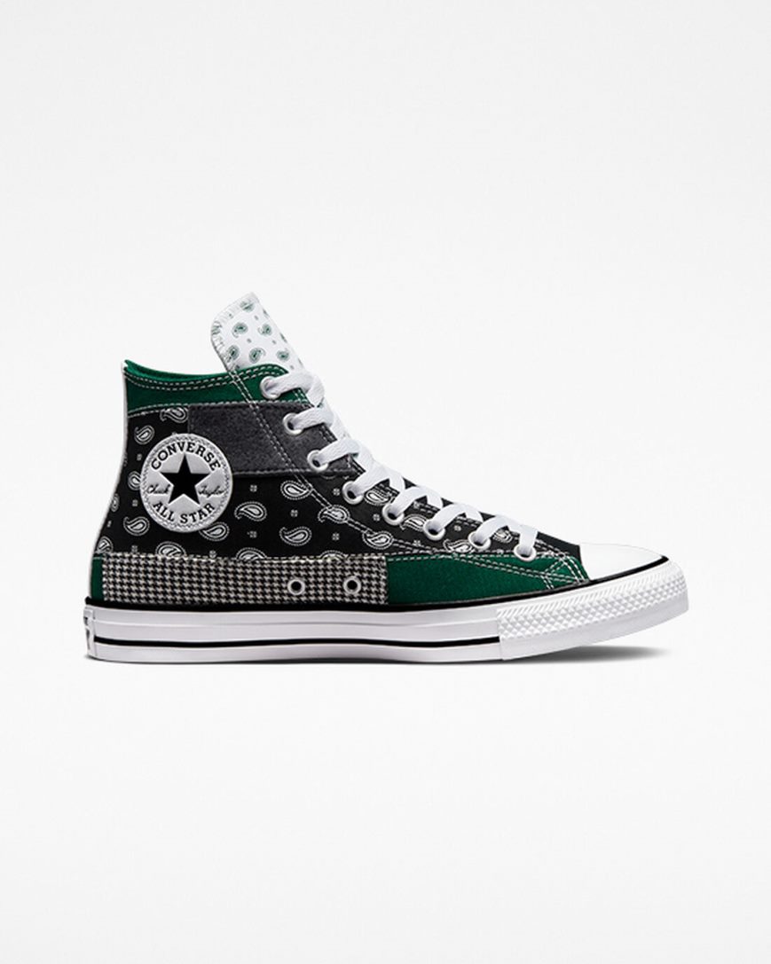 Green / Black / White Converse Chuck Taylor All Star Hacked Patterns Men\'s High Top Shoes | AG4L78593