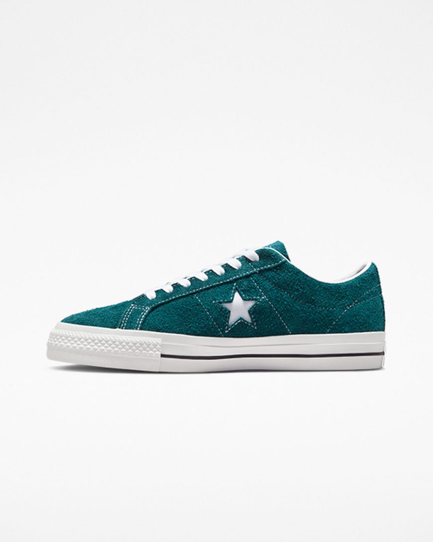 Green / Black / White Converse One Star Pro Vintage Suede Men's Skate Shoes | NXK89143I