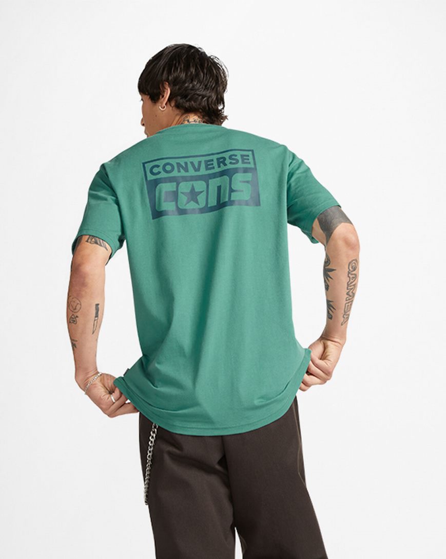 Green Converse CONS Graphic Men's T-Shirts | AYL457K38