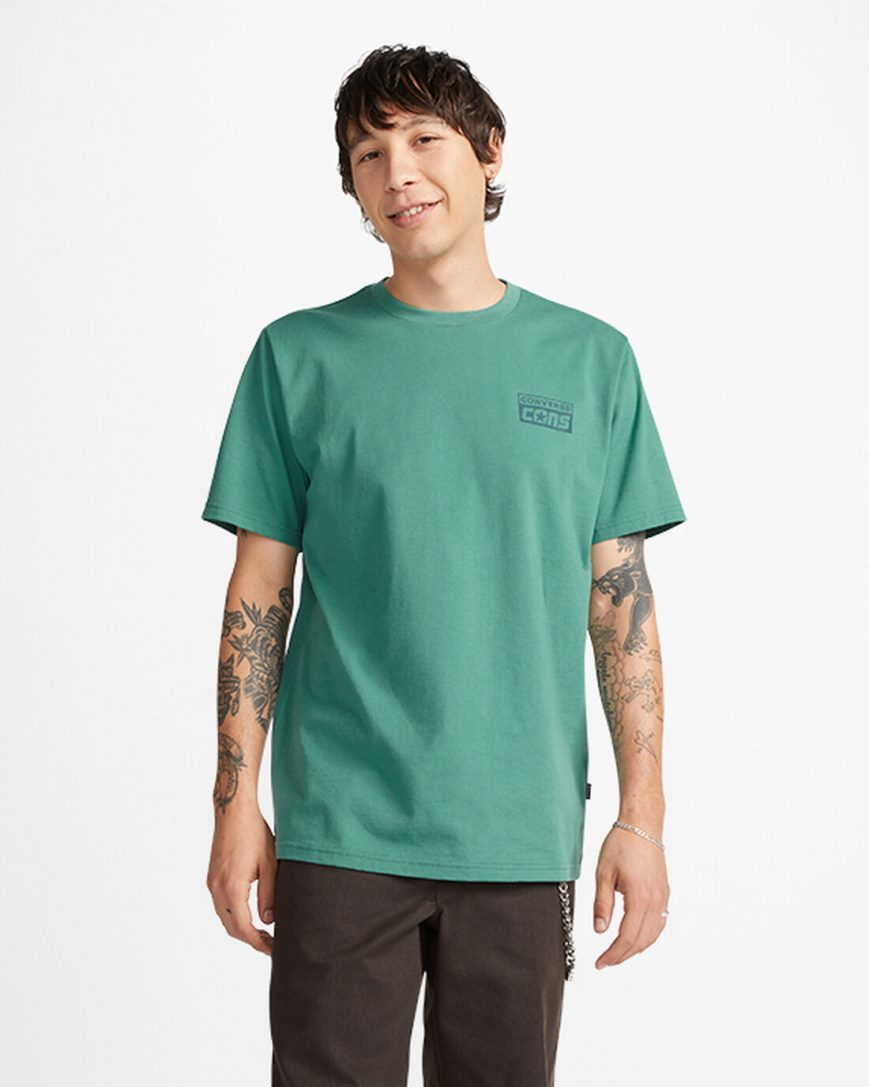 Green Converse CONS Graphic Men\'s T-Shirts | AYL457K38