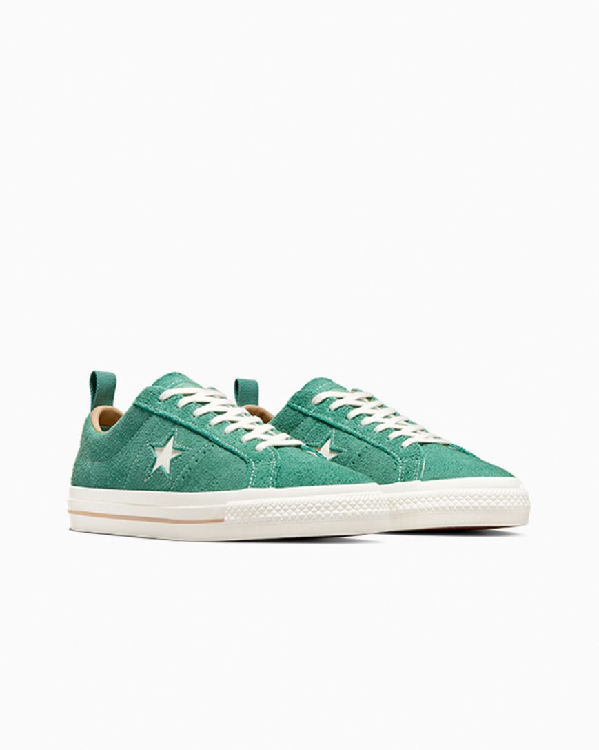 Green Converse One Star Pro Vintage Suede Men's Skate Shoes | PGI98K73L