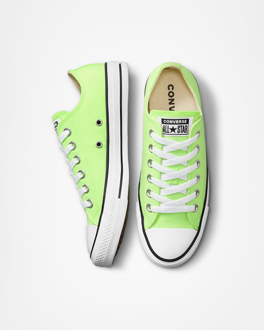 Green / White / Black Converse Chuck Taylor All Star Neon Men's Low Top Shoes | RK471IL89