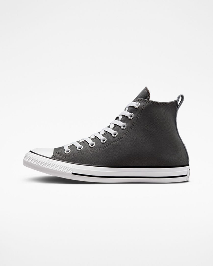 Grey / Black Converse Chuck Taylor All Star Woven Twill Men's High Top Shoes | YAK8L9431