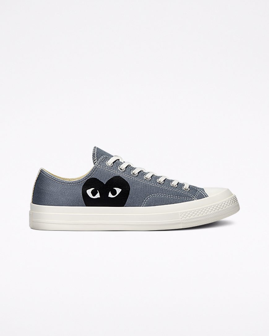 Grey / Black Converse x Comme des Garçons PLAY Chuck 70 Men\'s Low Top Shoes | CVIL51874