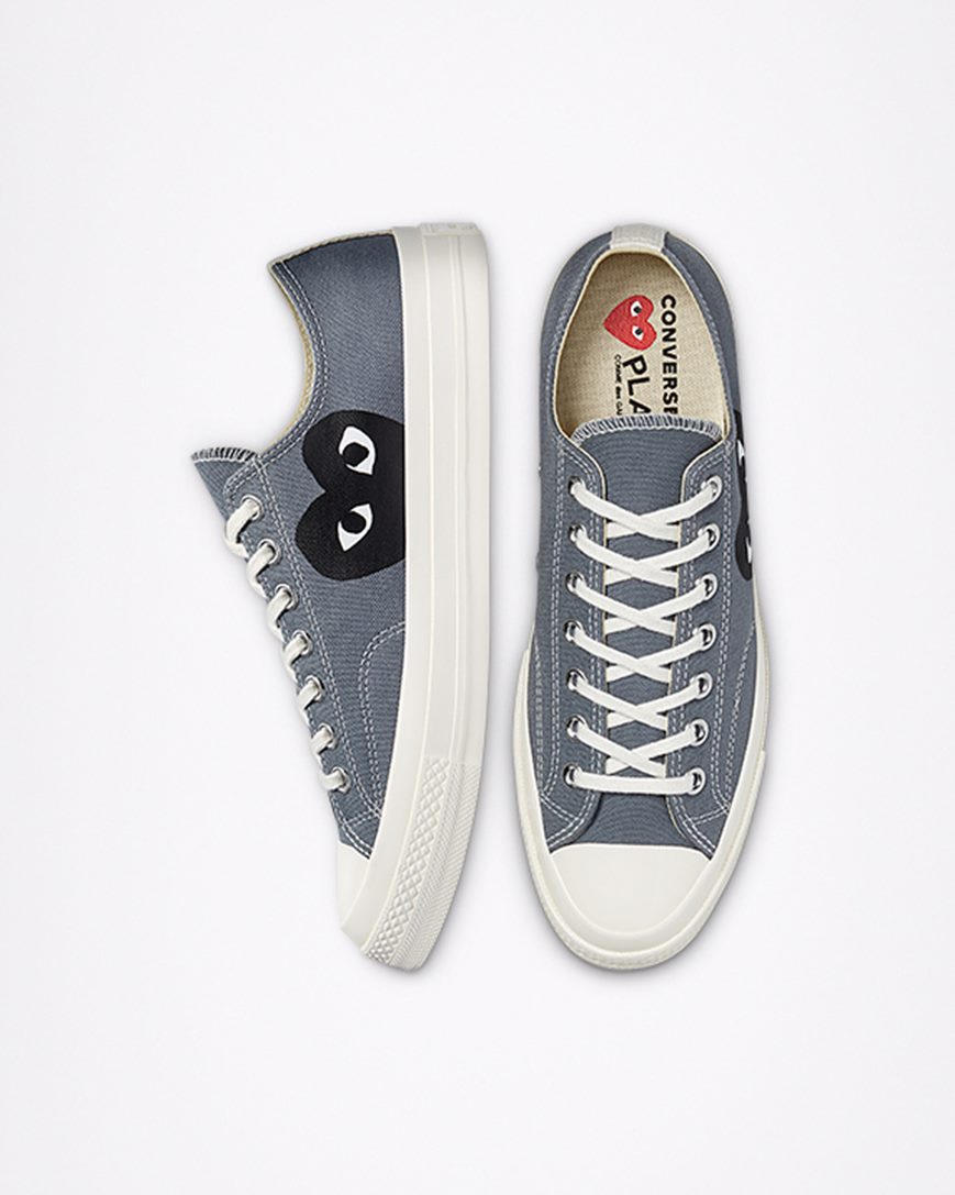 Grey / Black Converse x Comme des Garçons PLAY Chuck 70 Women's Low Top Shoes | MN7K98415