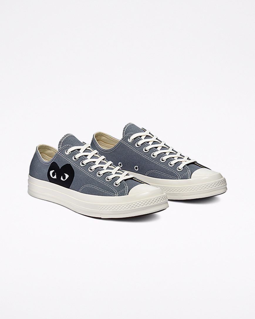 Grey / Black Converse x Comme des Garçons PLAY Chuck 70 Women's Low Top Shoes | MN7K98415