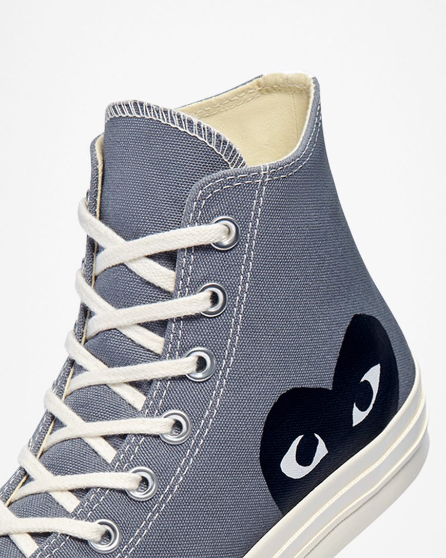 Grey / Black Converse x Comme des Garçons PLAY Chuck 70 Women's High Top Shoes | NLI35LK94