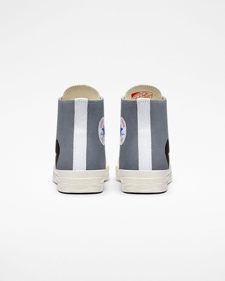 Grey / Black Converse x Comme des Garçons PLAY Chuck 70 Women's High Top Shoes | NLI35LK94