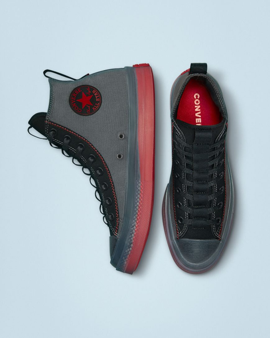 Grey / Black / Red Converse Chuck Taylor All Star CX Explore Desert Sunset Men's High Top Shoes | FM83K94LI