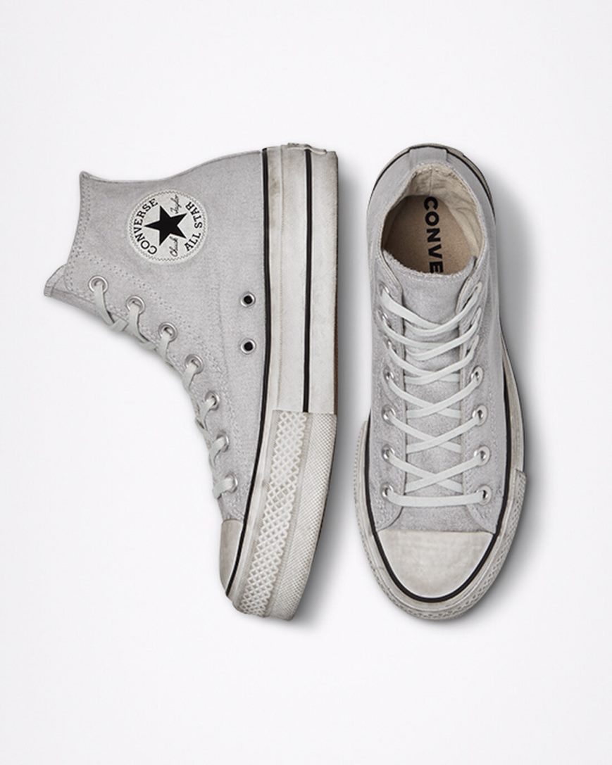 Grey Converse Chuck Taylor All Star Lift Smoked Canvas High Top Men's Platform Shoes | GQ359L8I4