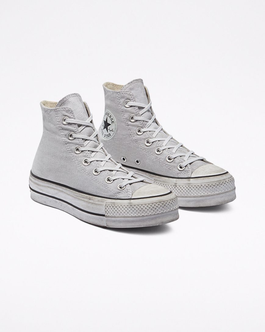 Grey Converse Chuck Taylor All Star Lift Smoked Canvas High Top Men's Platform Shoes | GQ359L8I4