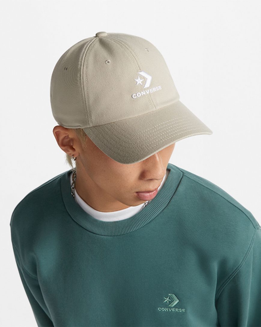 Grey Converse Logo Lock-Up Baseball Men's Hats | JIL5I1478