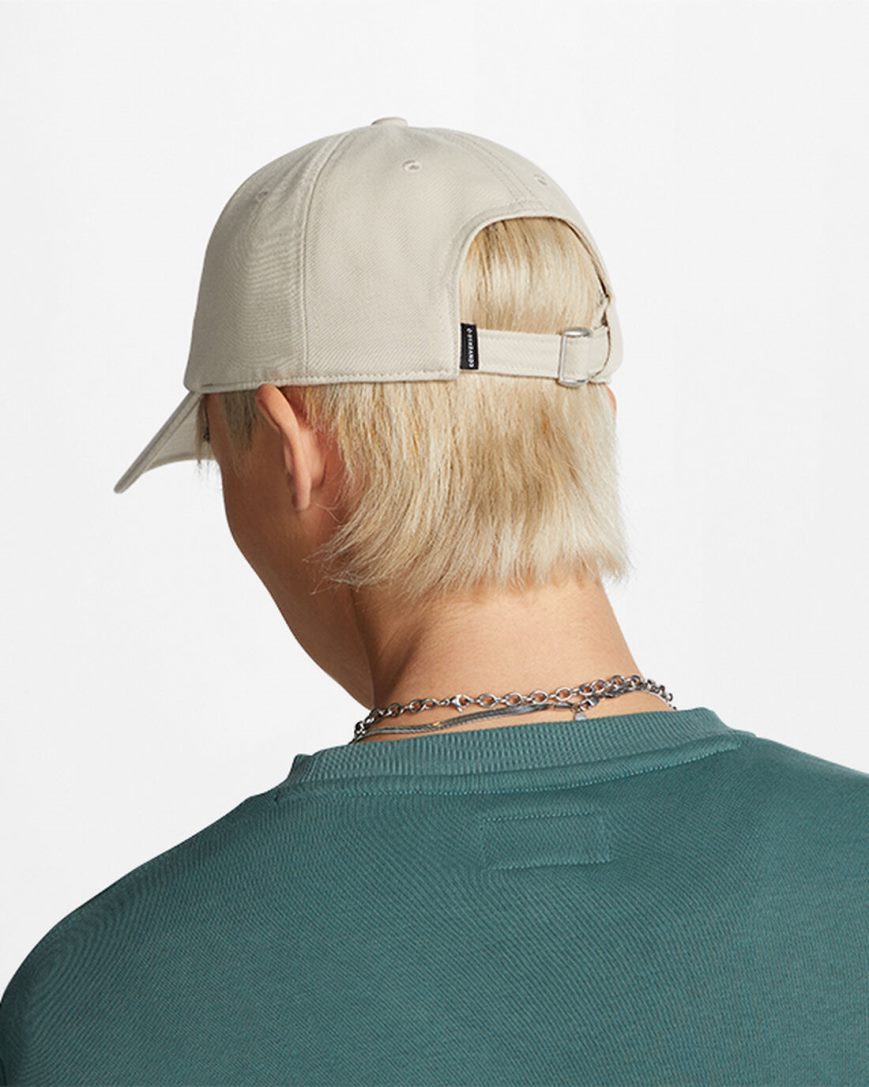 Grey Converse Logo Lock-Up Baseball Men's Hats | JIL5I1478