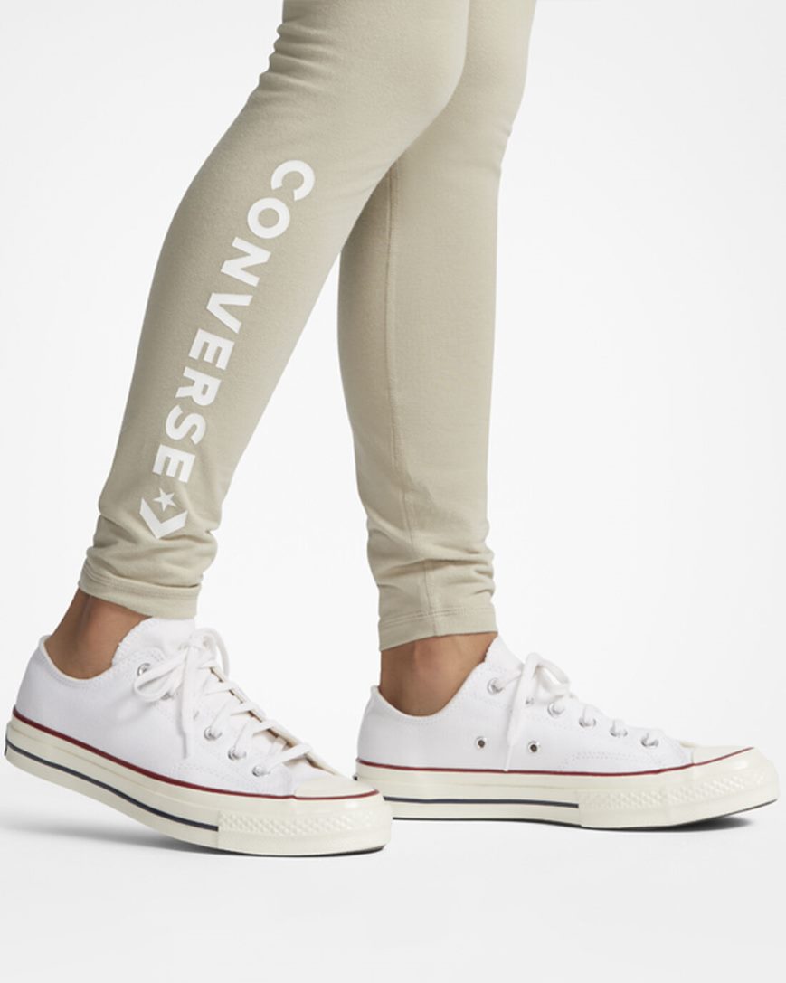 Grey Converse Wordmark Women's Leggings | IYK7495I3