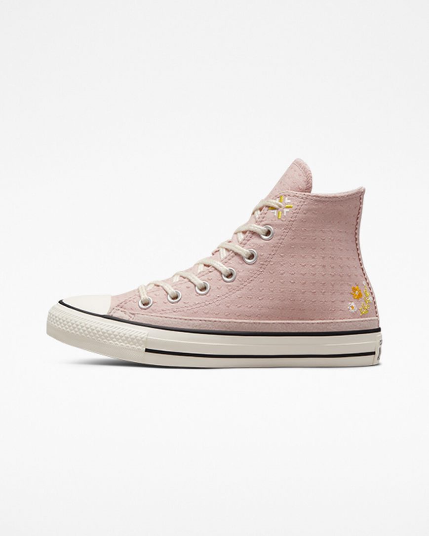 Grey / Lemon Converse Chuck Taylor All Star Autumn Embroidery Women's High Top Shoes | RW7L89K5I