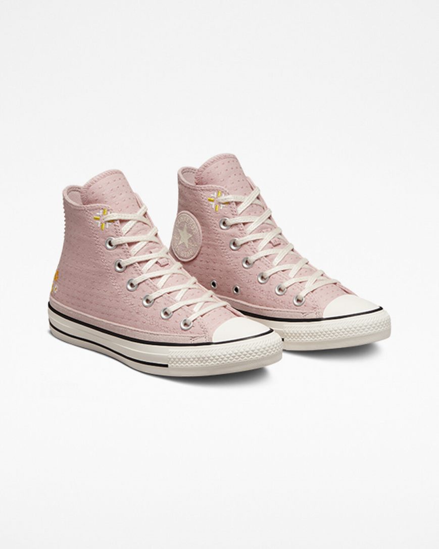 Grey / Lemon Converse Chuck Taylor All Star Autumn Embroidery Women's High Top Shoes | RW7L89K5I