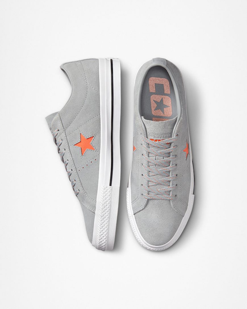 Grey / Orange / White Converse One Star Pro Men's Skate Shoes | LBK9851LI