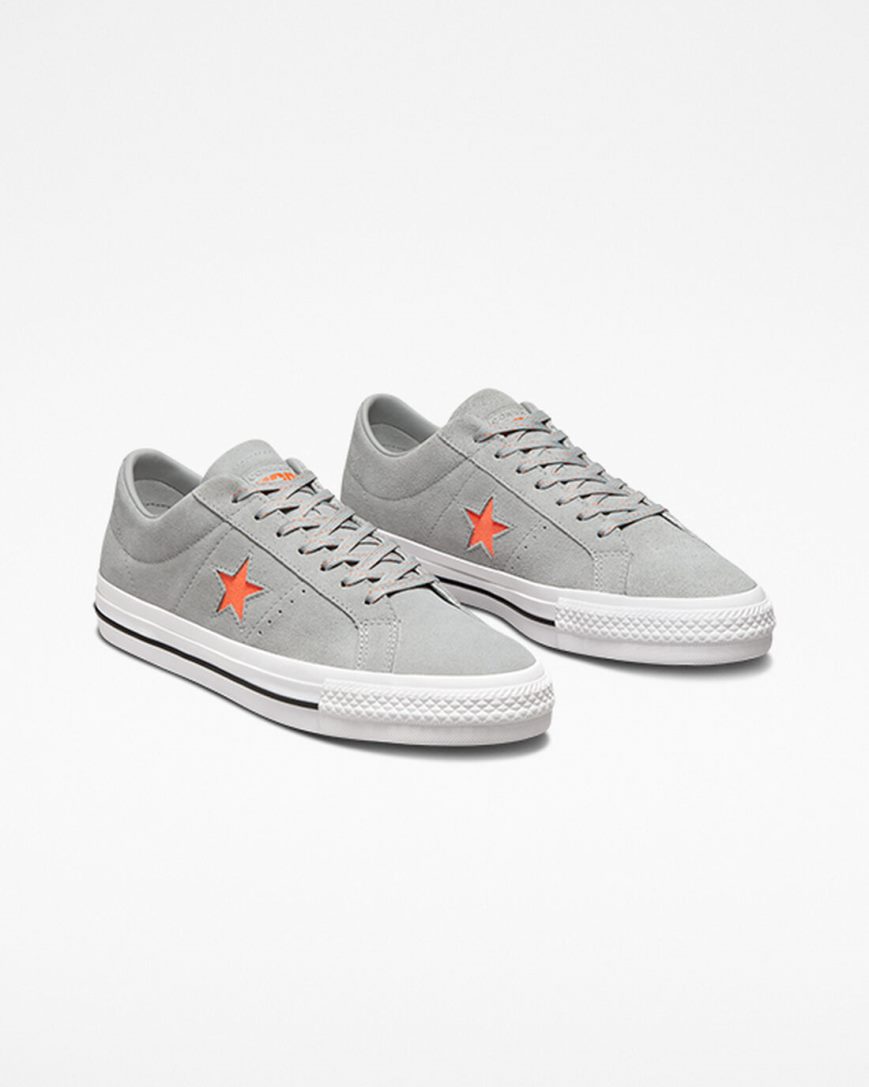 Grey / Orange / White Converse One Star Pro Men's Skate Shoes | LBK9851LI