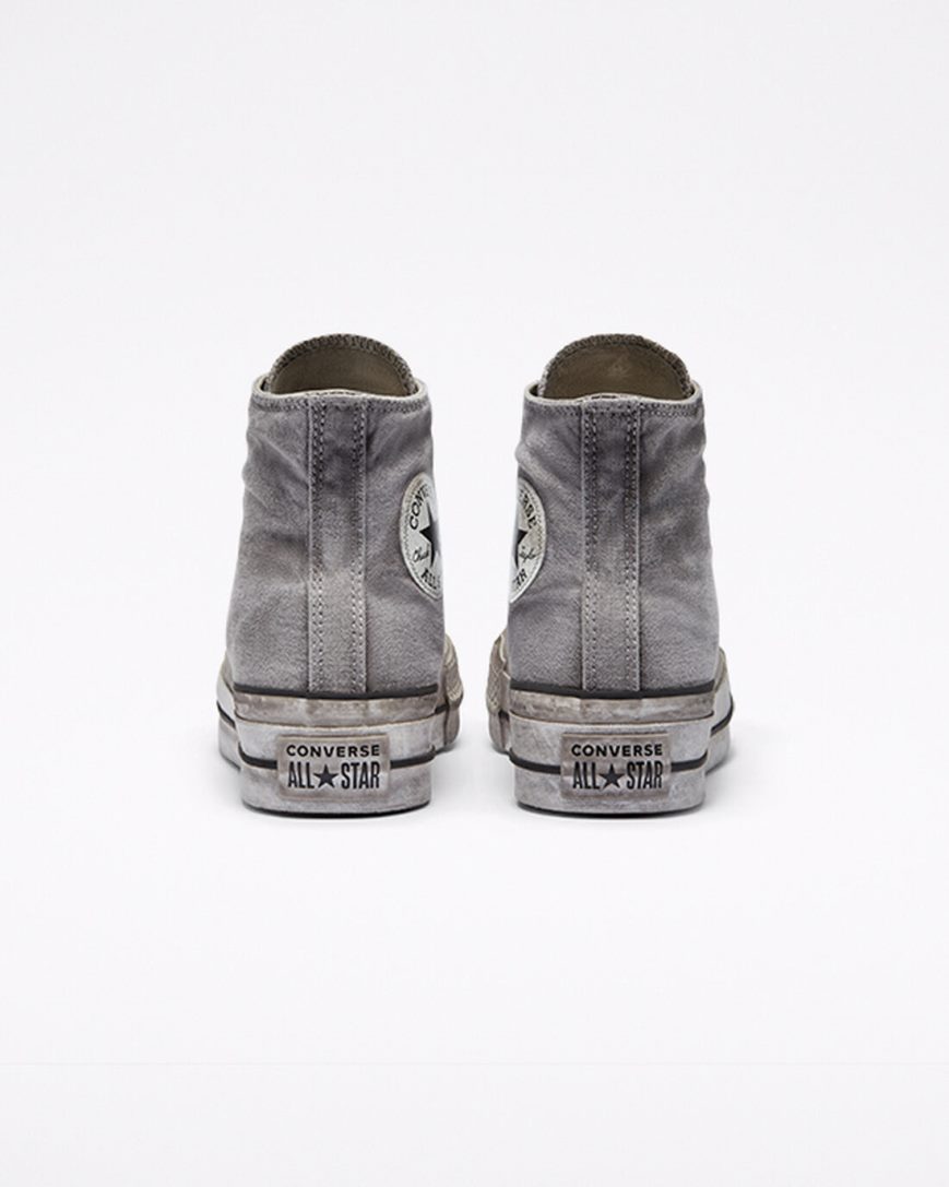 Grey / White Converse Chuck Taylor All Star Lift Smoked Canvas High Top Women's Platform Shoes | AT5K1I349