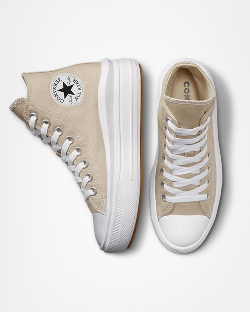 Grey / White / Grey Converse Chuck Taylor All Star Move High Top Women's Platform Shoes | VBKL38I91