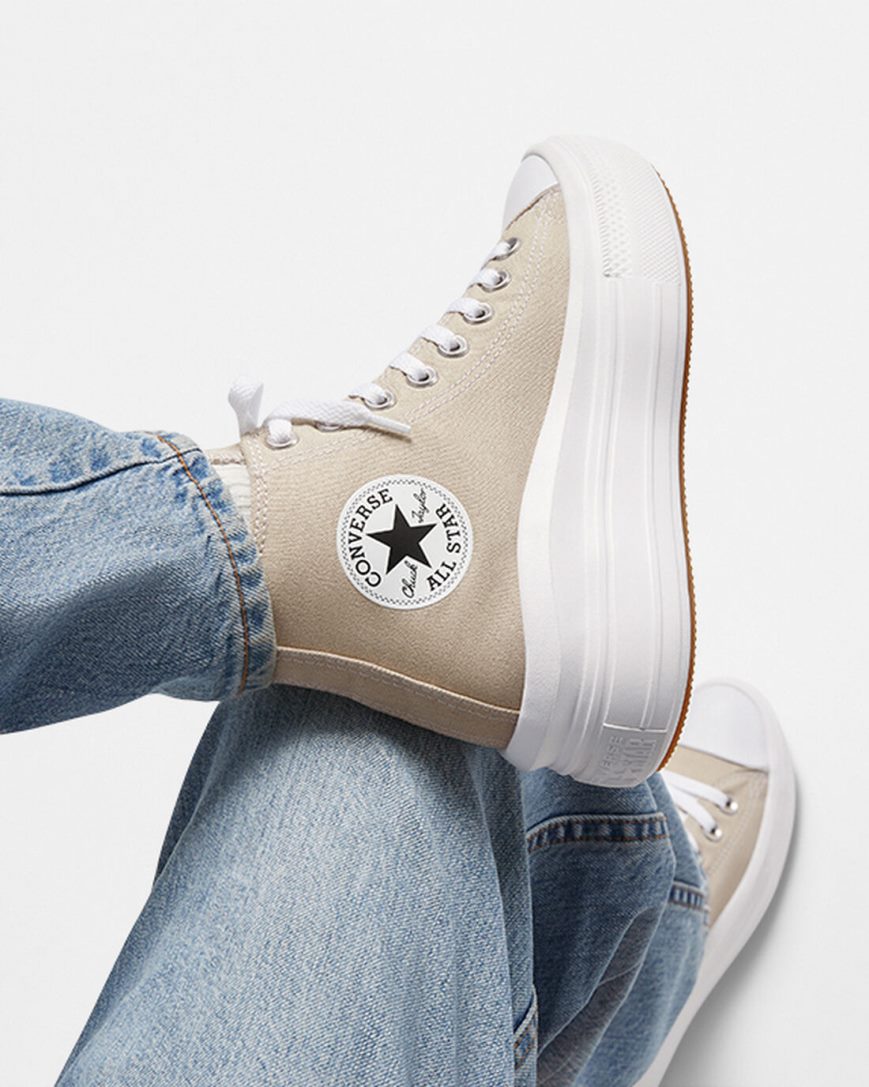 Grey / White / Grey Converse Chuck Taylor All Star Move High Top Women's Platform Shoes | VBKL38I91