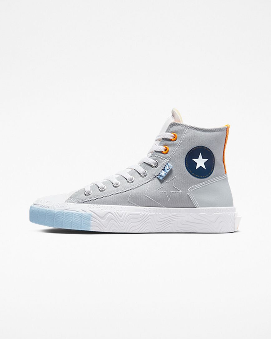 Grey / White / Orange Converse Chuck Taylor Alt Star Reflective Shine Men's High Top Shoes | JYK4815L7