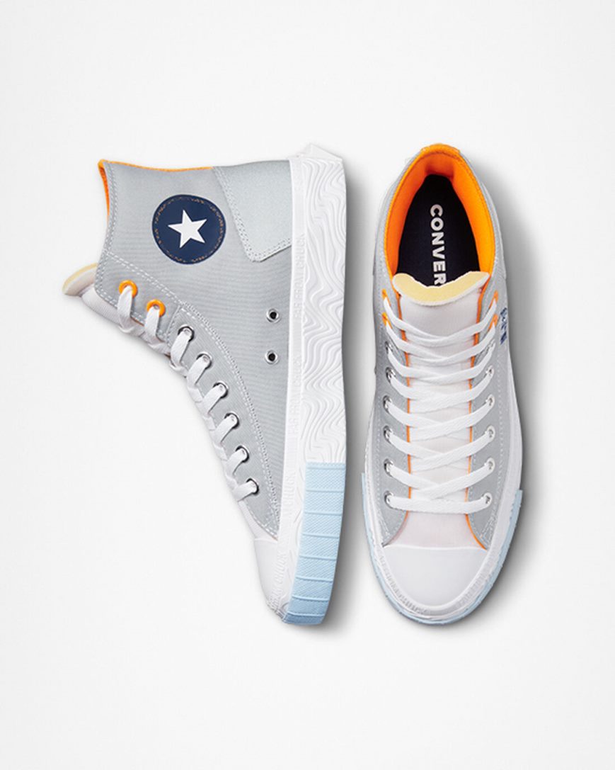 Grey / White / Orange Converse Chuck Taylor Alt Star Reflective Shine Men's High Top Shoes | JYK4815L7