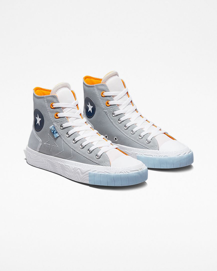 Grey / White / Orange Converse Chuck Taylor Alt Star Reflective Shine Men's High Top Shoes | JYK4815L7