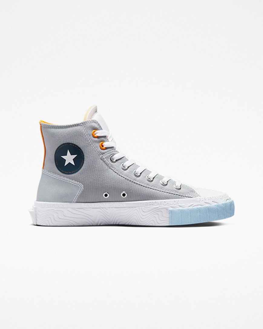 Grey / White / Orange Converse Chuck Taylor Alt Star Reflective Shine Men\'s High Top Shoes | JYK4815L7