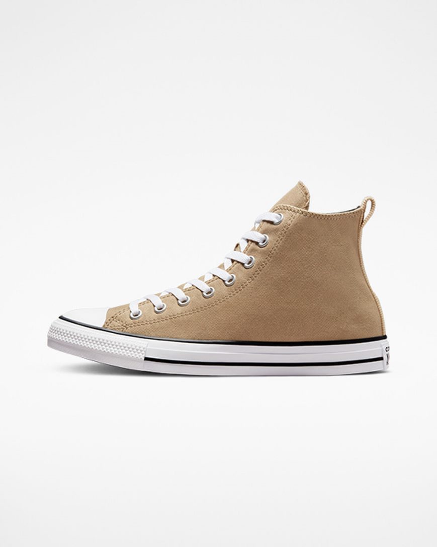 Khaki / Black Converse Chuck Taylor All Star Woven Twill Women's High Top Shoes | KB378LIK5