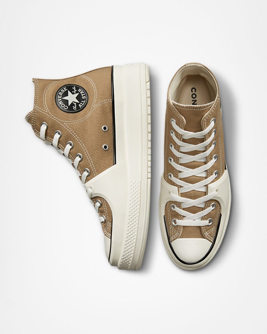 Khaki / Black Converse Chuck Taylor All Star Construct Men's High Top Shoes | PV915LK3I